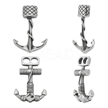 Unicraftale 4Pcs 2 Styles 304 Stainless Steel Anchor Hook Clasps STAS-UN0047-10-1