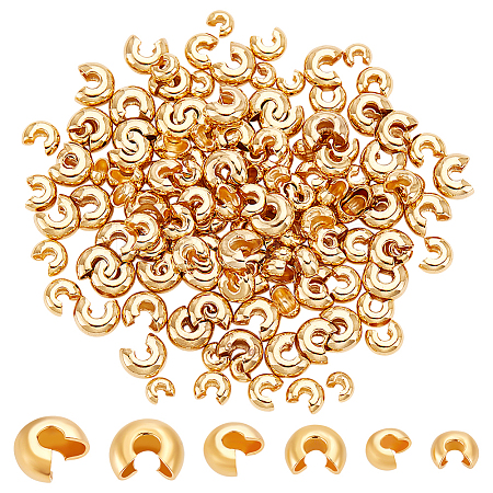 150Pcs 3 Sizes Brass Crimp Beads Covers KK-UN0003-82-1