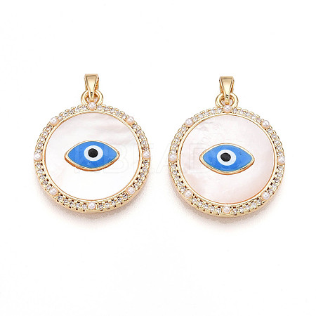 Brass Micro Pave Cubic Zirconia Pendants KK-N258-05G-1