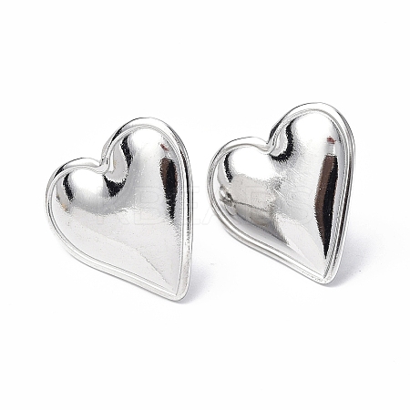 304 Stainless Steel Heart Stud Earrings for Women X-EJEW-F300-16P-1