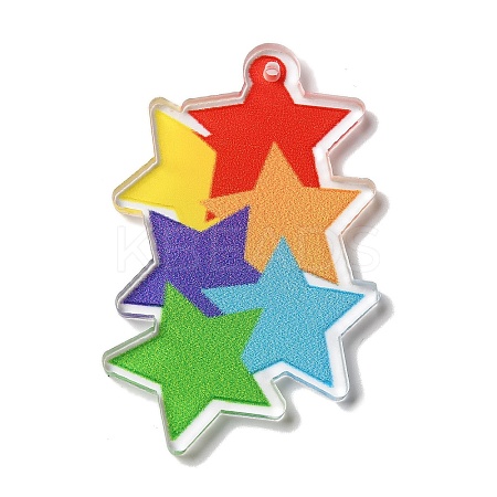 Printed Pride Rainbow Acrylic Big Pendants OACR-L018-15A-1