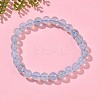 Natural Aquamarine Round Bead Stretch Bracelets for Men Women BJEW-U034-01C-03-3