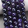 Electroplated Natural Agate Beads Strands G-B191-A07-8mm-10-1