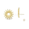 Brass Sunflower Stud Earrings for Women EJEW-P205-04G-3