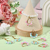 8Pcs 2 Colors Glass Seed Beads & Resin Pendants PALLOY-CA00038-4