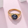Round Natural Lapis Lazuli Chips Finger Rings RJEW-D303-03G-05-5