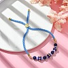6mm Round Dyed Natural Lapis Lazuli Bead Slider Bracelets BJEW-MZ00062-03-2