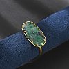 Oval Natural Turquoise Finger Rings RJEW-R009-01G-01-3