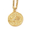 Brass Clear Cubic Zirconia Curb Chain Constellation Pendant Medal Necklaces for Women LS-NJEW-U010-01G-03-1
