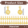 26Pcs Flat Round with Letter A~Z Alloy Pendant Decorations HJEW-BC00064-2