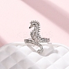 Brass Micro Pave Cubic Zirconia Adjustable Open Cuff Rings for Women RJEW-A072-03P-2