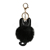 Cute Cat PU Leather & Imitate Rex Rabbit Fur Ball Keychain KEYC-C005-01C-2