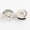 Antique Silver Plated Tibetan Style Flat Round Alloy Slide Charms X-TIBEB-Q063-03AS-NR-1