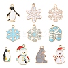 10Pcs 10 Styles Winter Themed Alloy Enamel Pendants ENAM-YW0005-21-2