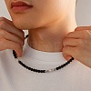 6MM Round Natural Howlite and Frosted Black Stone Beaded Necklaces for Men LS-FQ0489-3-3