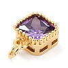 Real 18K Gold Plated Brass Inlaid Cubic Zirconia Charms ZIRC-L100-073G-05-4