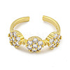 Rack Plating Brass Micro Pave Cubic Zirconia Flower Open Cuff Rings for Women RJEW-F162-04G-01-2