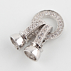 Brass Micro Pave Cubic Zirconia Fold Over Clasps ZIRC-P003-27P-1