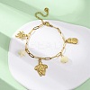 304 Stainless Steel Cable Chain Charm Bracelets BJEW-L708-06G-2