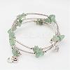 Three Loops Natural Green Aventurine Beaded Wrap Bracelets BJEW-JB02331-01-1
