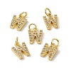 Real 18K Gold Plated Brass Micro Pave Clear Cubic Zirconia Charms KK-E068-VB452-W-4