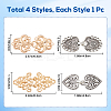 4Pcs 4 Styles Alloy Interlocking Clasps FIND-GF0007-16-2