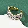 Brass Micro Pave Cubic Zirconia Cuff Rings for Women RJEW-D326-09G-2