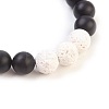Natural Gemstone and Natural Dyed Lava Rock Stretch Bracelets Sets BJEW-JB03798-3