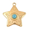 304 Stainless Steel with Synthetic Turquoise Pendants STAS-H253-01A-G-1