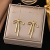 304 Stainless Steel Bowknot Dangle Earrings EJEW-H015-02G-1