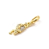 Brass Pave Clear Cubic Zirconia Flamingo Shape European Dangle Charms KK-C113-10G-2