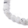 Natural Rainbow Moonstone & Tiger Eye Round Beads Stretch Bracelet for Women BJEW-JB07293-01-4