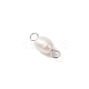 Natural Cultured Freshwater Pearl Rice Connector Charms PALLOY-JF04478-02-4