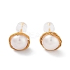 Wire Wrapped Round Natural Pearl Stud Earrings for Women EJEW-E303-18G-1