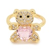 Rack Plating Brass Micro Pave Cubic Zirconia Open Cuff Rings for Women RJEW-S392-02G-A-2