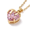 Cubic Zirconia Heart Pendant Necklace with 304 Stainless Steel Cable Chains for Women NJEW-H164-01C-2