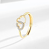 Brass Micro Pave Cubic Zirconia Adjustable Finger Rings for Women LS-RJEW-C132-07G-1