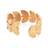 Ion Plating(IP) 304 Stainless Steel Leaf Wrap Open Cuff Ring for Women RJEW-C025-16G-3