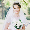 Bride to Be Veil & Alloy Bride Crown Hair Band & Glitter Bachelorette Sash & Sticker Set OHAR-WH0029-10-5
