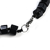 Natural Dyed & Heated Black Agate Hexagon Prism Graduated Beaded Necklaces for Women Men NJEW-K388-03J-3