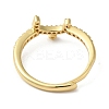 Rack Plating Brass Cubic Zirconia Arabic Letters Adjustable Rings for Women RJEW-S407-10G-15-3