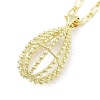 Brass Micro Pave Clear Cubic Zirconia Pendant Necklaces NJEW-B101-03G-01-1