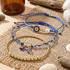 3Pcs 3 Styles Brass & Glass Beads Charm Bracelet Set EY6397-1-2