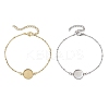 2Pcs 2 Colors 304 Stainless Steel Round Cabochon Setting Bracelets BJEW-JB11091-1