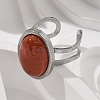 Oval Natural Red Jasper Finger Rings RJEW-M062-02P-14-5