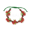 Flower Acrylic & MIYUKI Seed Beads & Natural Carnelian Bracelets BJEW-MZ00221-01-2