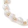 Electroplated Shell Pearl & Brass Beads Stretch Bracelets for Women BJEW-JB13013-3