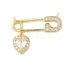 Brass Micro Pave Clear Cubic Zirconia Pendants KK-B139-07G-02-1