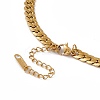 304 Stainless Steel Hollow Out Heart Charm Necklace with Cuban Link Chains for Women NJEW-P269-01G-3