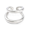 Brass Double Line Open Cuff Rings for Women RJEW-D016-06P-2